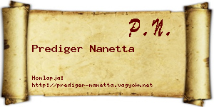Prediger Nanetta névjegykártya